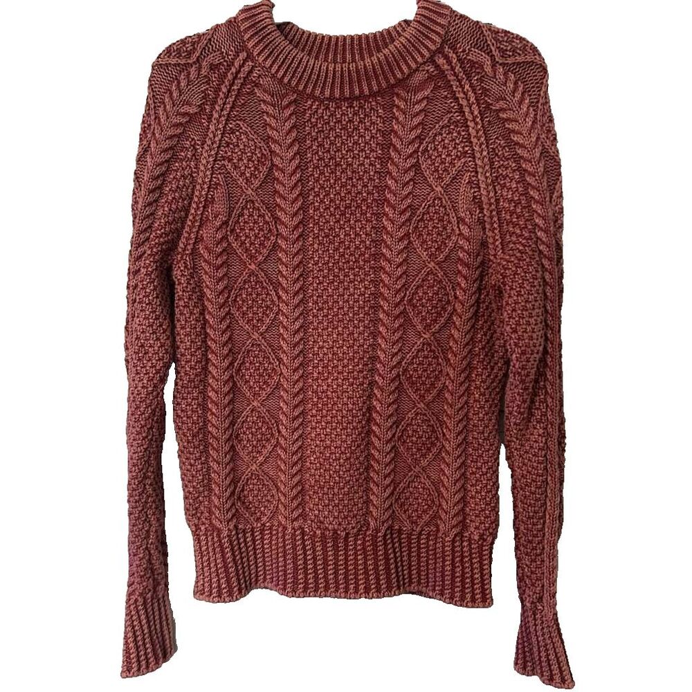 L.L Bean Signature Vintage Chunky Cable Knit Sweater Women Medium Dusty Rose